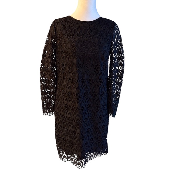 Club Monaco Black Floral Lace Long Sleeve Dress Sz 0/XS. Gothic, Romantic, Party - Picture 1 of 13